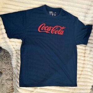 Coca Cola Men's Dark Blue Tee with Red Logo